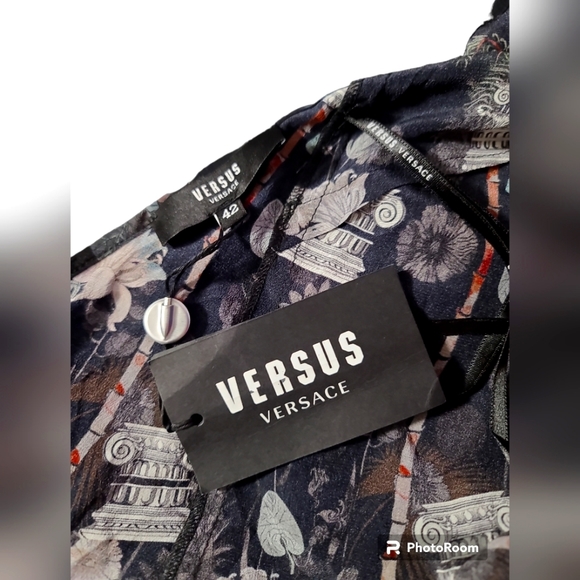 Authentic Versus By Versace Women's 100% Silk Multi-Color Blouse Halter … - Picture 6 of 9